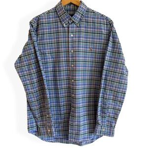 Ralph Lauren Button Down Shirt Men's Large Colorful Plaid Long Sleeve Flesh Pony